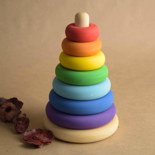Wooden Ring Stacker Toy Rainbow, Rainbow Stacker, Baby Toys, Waldorf Toddler Toy, Educational Toy, First Birthday Gift