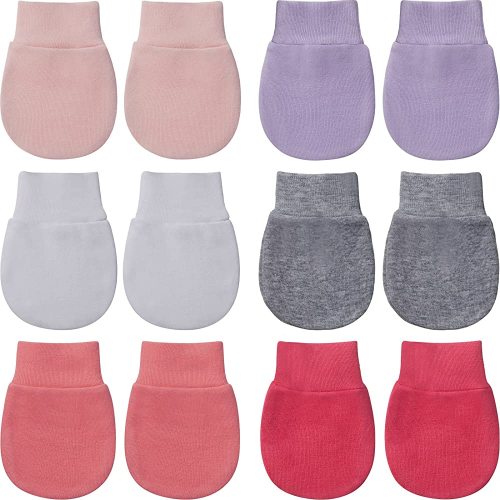 6 Pairs Newborn Baby Mittens No Scratch Gloves Infant Toddler Anti Scratch Essentials Unisex Cotton for 3-9 Months Girls Boys