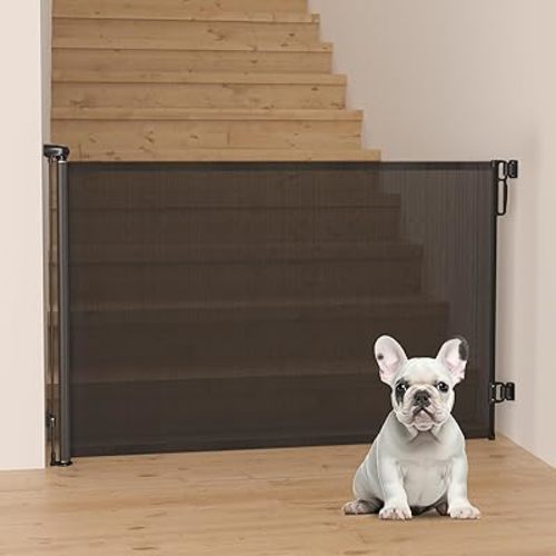 Retractable Baby Gate Stairs, 38" Tall 71" Wide Dog Gate, Extra Wide Baby Gate for Indoor Outdoor, Pet Gate for Doorways Hallways, Black
