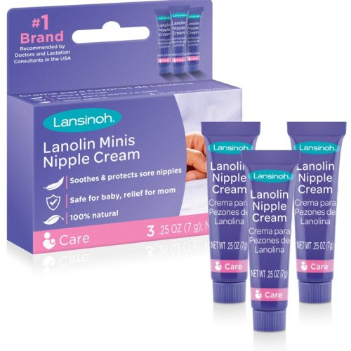 Lansinoh Lanolin Nipple Cream for Breastfeeding, 3 Mini Tubes of 0.25 oz
