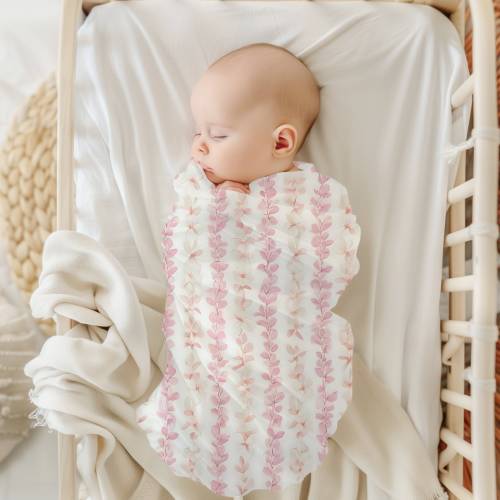 Hawaiian Baby Blanket, Flower Lei Print, Cute Baby Swaddle, Newborn Baby Gift, Tropical Baby Blanket, Swaddle Blanket, Baby Girl Gift