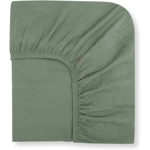 Nora's Nursery Muslin Crib Sheets - 100% Organic Cotton Crib Sheets - Fits Standard Crib and Toddler Bed Mattress Size - Breathable & Fitted Crib Sheet for Baby Girl & Boy - Sage Green