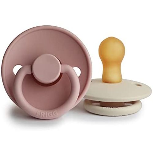 FRIGG Natural Rubber Baby Pacifier | Made in Denmark | BPA-Free (Blush/Cream, 0-6 Months)