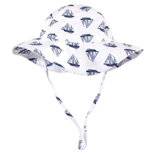 Hudson Baby Infant and Toddler Boy Sun Protection Hat, Blue Sailboat, 0-6 Months