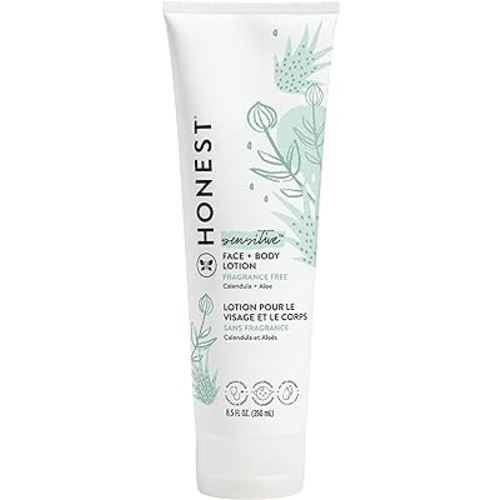 The Honest Company Hydrating Face + Body Lotion | Fast Absorbing, Naturally Derived, Hypoallergenic | Fragrance Free Sensitive, 8.5 fl oz