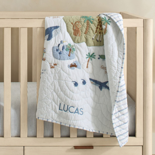 Layton Map Baby Quilt | Pottery Barn Kids