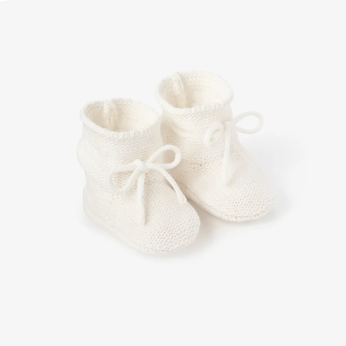 White Garter Knit Baby Booties – Elegant Baby