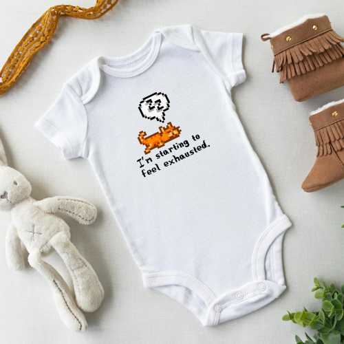 Stardew Valley Exhausted Kitty Infant Bodysuit, Gamer Baby Outfit, Cozy Video Game Family Clothing, Gaming Baby Shower Gift, Cute Sleepy Cat