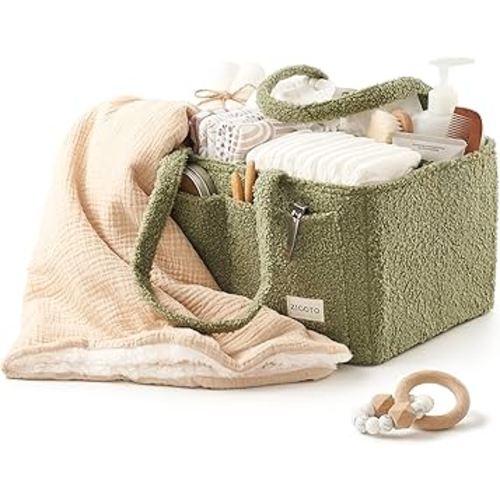 Beautiful Diaper Caddy Organizer - Versatile Storage Basket Easily Holds Diapers, Wipes and Other Baby Necessities - Perfect for Baby Showers, Functional Car Storage & Great Gift for Expecting Mothers