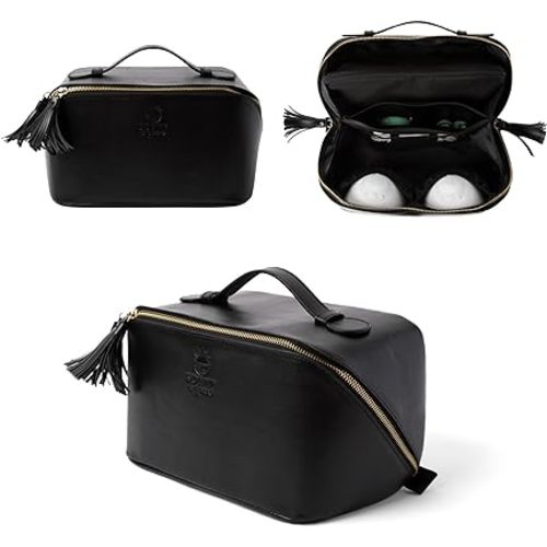 Wearable Breast Pump Bag with Cooler (10” x 6”x 6”) - Vegan Leather pumping bag with cooler - Chic Breast Pump Travel Bag - Pumping Essentials (Classic Smooth Black)