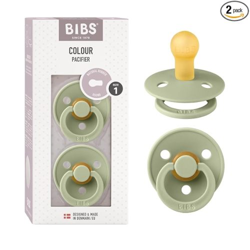 BIBS Natural Rubber Baby Pacifier, 0+ Months (Pack of 2) | Sage