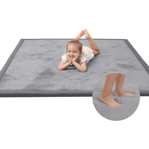 Baby Play Mat for Floor,1.3" Thick Memory Foam Tummy Time Mat,Soft Coral Velvet Nursery Rug,Large Non Slip Crawling Mat for Toddlers,Infants,Kids,Yoga Mat,Tatami Mat for Living Room(Dark Gray)