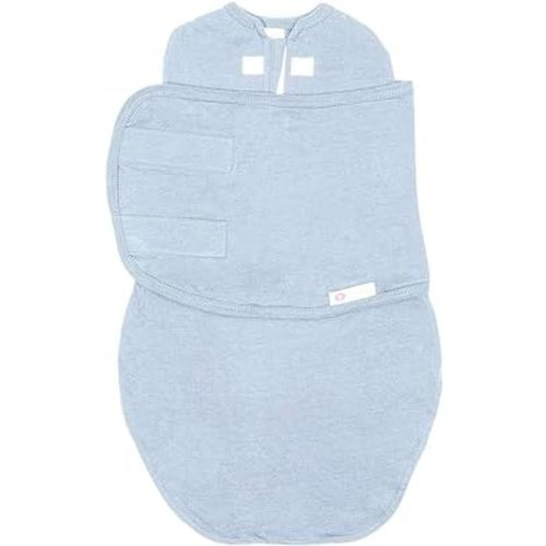 embé 2-Way Starter Baby Swaddle, Newborn Swaddle Sack, Zip, Hook & Loop Baby Wrap, Hip Healthy, Infant, 6-14 lbs, 0-3 Months - Sky