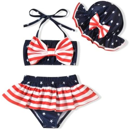 Aalizzwell Baby Girl 2-Piece Bikini Swimsuit with Hat