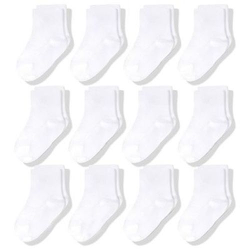 Cozyway 12 Pack Crew Cotton Baby Socks, Stretch Infant Socks, Baby Socks 6-12 Months, White Baby Socks, Unisex