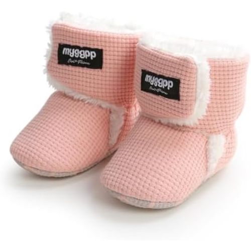 GDSDYM Baby Booties Cozy Fleece Slippers Soft Baby Shoes With Gripper Soles, Winter Infant Newborn Crib Sock Shoes Warm Footwear First Walkers