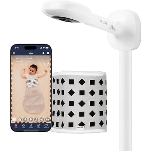 Nanit Pro Smart Baby Monitor with Breathing Band, 1080p Wi-Fi Video & Sound Camera, Sleep Coach & Breathing Motion Tracker, 2-Way Audio, iOS and Android Compatible - White