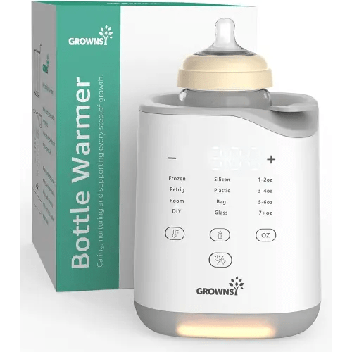 GROWNSY Bottle Warmer, 2024 Fast Baby Bottle Warmer for Breastmilk & Formula, Smart Temperature Control, with Timer, Thaw, Food Heater, Night Light, Calentador De Biberones for All Bottles
