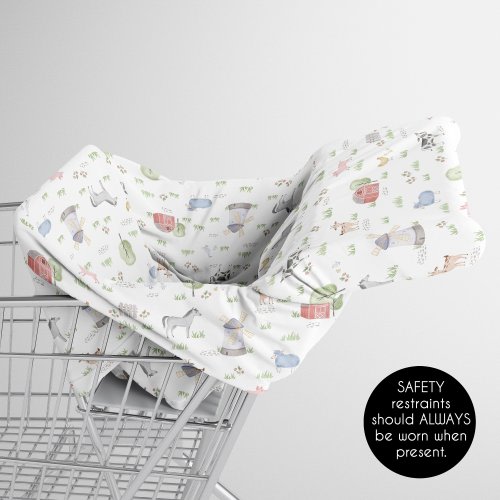 Sweet Jojo Designs Farm Animals Boy Girl 5 in 1 Baby Car Seat Nursing Cover Grey Red Black White Gender Netural Watercolor Barn