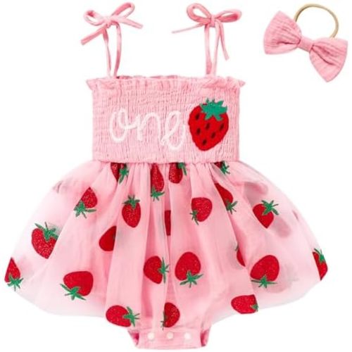 Baby Girl 1st Birthday Clothes One Year Old Tulle Romper Sleeveless Bodysuit Cake Smash Outfits