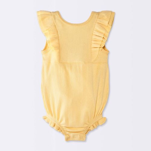 Baby Girls' Solid Ruffle Tank Romper - Cloud Island™ Yellow 6-9M