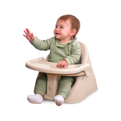Boppy Proper Posture Floor & Booster Seat - Ergonomic Infant Seat and Toddler Seat with Removable Washable Tray and Back Support for 4-36 Months - Oatmeal