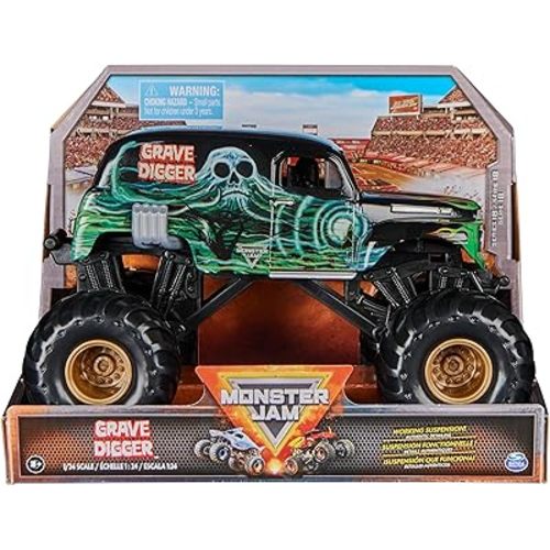 Monster Jam, Official Grave Digger Monster Truck, Collector Die-Cast Vehicle, 1:24 Scale, Kids Toys for Boys and Girls Ages 3 and up