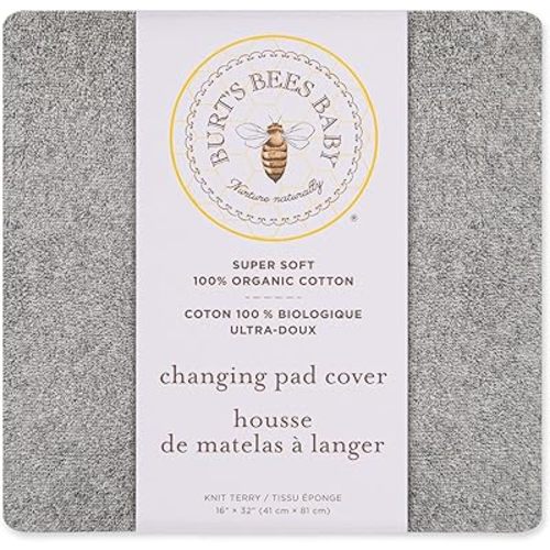 Burt's Bees Baby - Changing Pad Cover, 100% Organic Cotton Changing Pad Liner for Standard 16" x 32" Baby Changing Mats