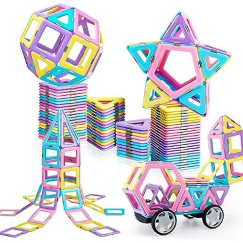 MAGBLOCK Magnetic Building Blocks Set, Upgraded Magnetic Tiles Toys for 3 4 5 6 7 8+ Year Old Girls, 103pcs Magnet Toys for Toddlers Boys and Girls