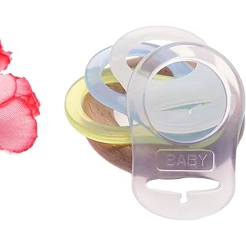 4Pcs Pacifier Adapter Rings Silicone Rings for Pacifier Clip Button Soother Dummy Pacifiers Holder Paci Clips Newborn Gift for Baby (Boy's Color)