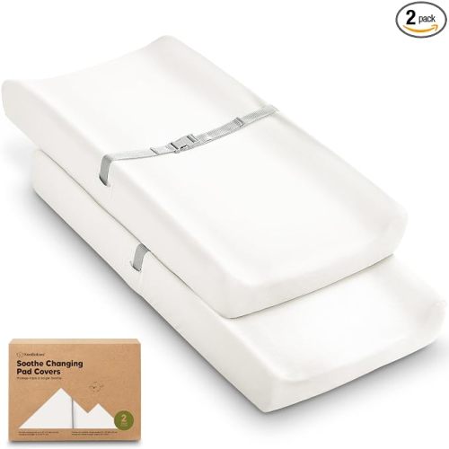2-Pack Organic Changing Pad Covers 100% Cotton (Soft White)