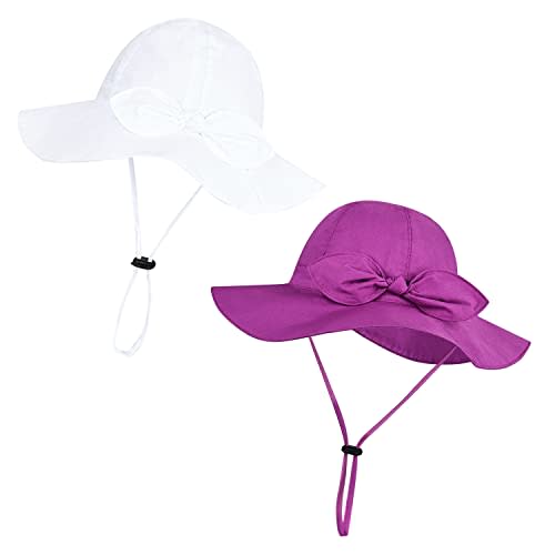 Baby Girl Sun Hat with UPF 50+ Outdoor Adjustable Beach Hat with Wide Brim Bucket Hats
