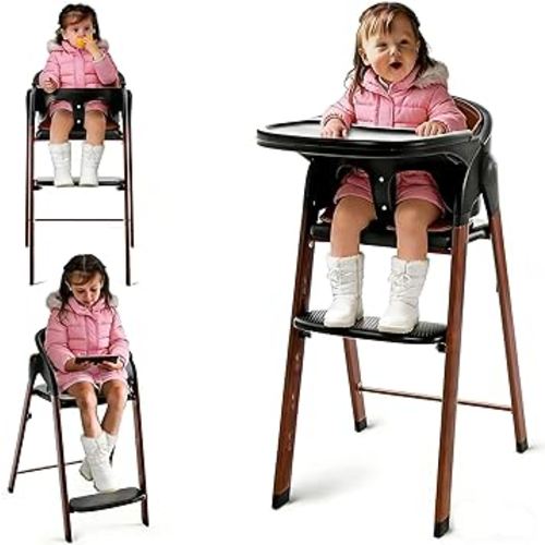 5 in 1 Baby high Chair,Adjustable Convertible Infant Chair with Removable Tray, Easy to Clean,Black