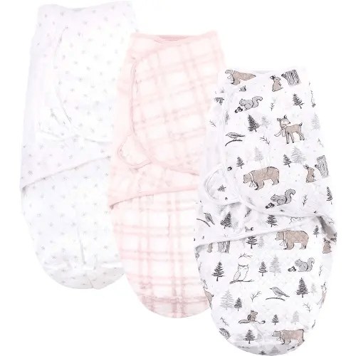 Hudson Baby Unisex Baby Quilted Cotton Swaddle Wrap 3pk, Winter Forest, 0-3 Months