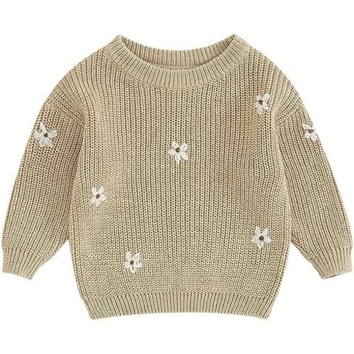 Mubineo Baby Girl Winter Clothes Cute Flower Sweater Crewneck Pullover Long Sleeve Knit Newborn Infant Sweaters