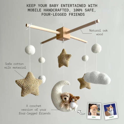 MY DOLLFY Pet Moon Brown | Custom Crochet Pet Nursery Baby Mobile – My Dollfy