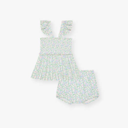 Prairie Floral Smocked Babydoll Bummie Set