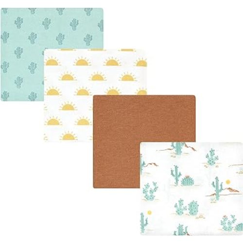 Hudson Baby Unisex Baby Cotton Flannel Receiving Blankets, Desert Cactus, One Size
