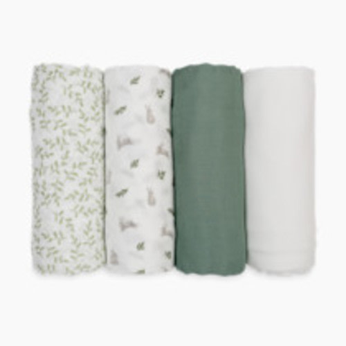 Lulujo Bamboo Muslin Swaddles (4 Pack) - Green