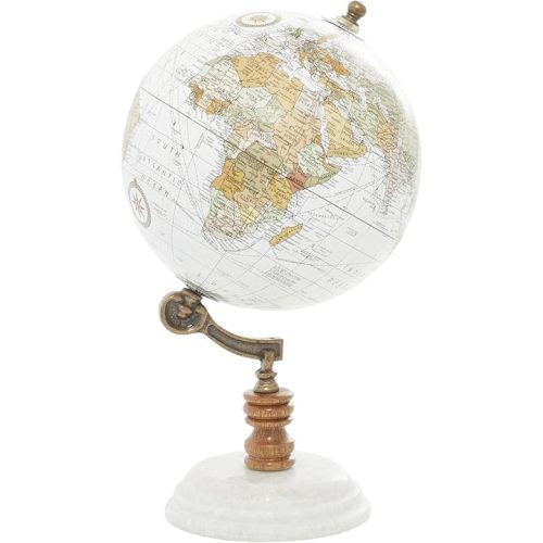 Deco 79 Paper Globe with Marble Base, 7" x 7" x 11", White