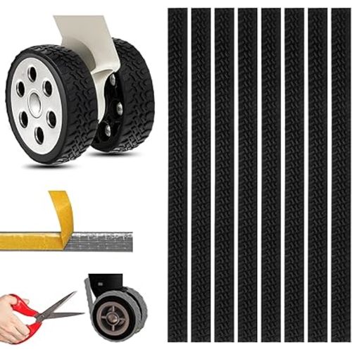8 Pcs Luggage Wheels Covers Silicone, Suitcase Wheel Covers, Cuttable Silicone Luggage Wheel Protector, Silent Noise Reduction Shock for Spinner Wheel Suitcases or Office Chair Caster yyk Black