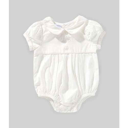 Mud Pie Baby Girls Newborn-9 Months Short-Sleeve Embroidered Cross Poplin Bodysuit