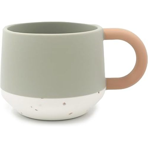 Silicone Mug (Sage/Brown Speckle) - BPA-Free, Non-Breakable Baby Mug - 10 oz Toddler Open Cup with Handle - Durable, Microwave & Dishwasher Safe Cups for Babies