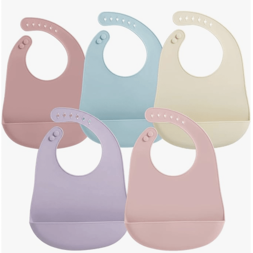 5 Pack Waterproof Silicone Baby Bibs