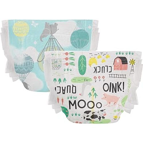 The Honest Company Clean Conscious Diapers for Sensitive Skin | Hypoallergenic, Fragrance Free | Gender Neutral Prints | Club Box, Size 1 (8-14 lbs), 78 Count