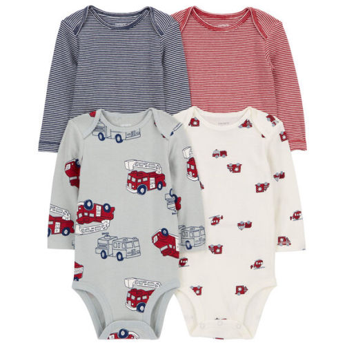 Baby 4-Pack Long-Sleeve Firetruck Bodysuits - Carter's | Carter's