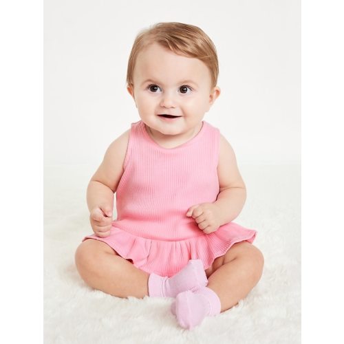 Sleeveless Ribbed Ruffle-Trim Top and Shorts Set for Baby