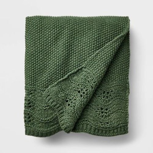 Scalloped Knit Throw Green - Threshold™ designed with Studio McGee