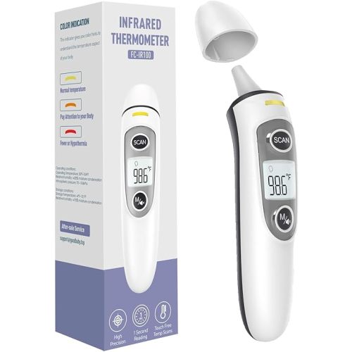 Ear Thermometer for Adults and Kids, Digital Accurate Ear and Forehead Thermometer with Fever Alarm, 1 Second Fast Result, Easy to use, 2 in 1 Mode