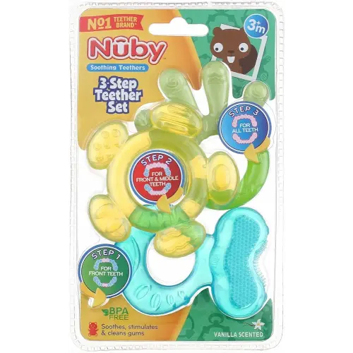 Nuby 3 Step Soothing Teether 3 Piece Set- Assorted Color